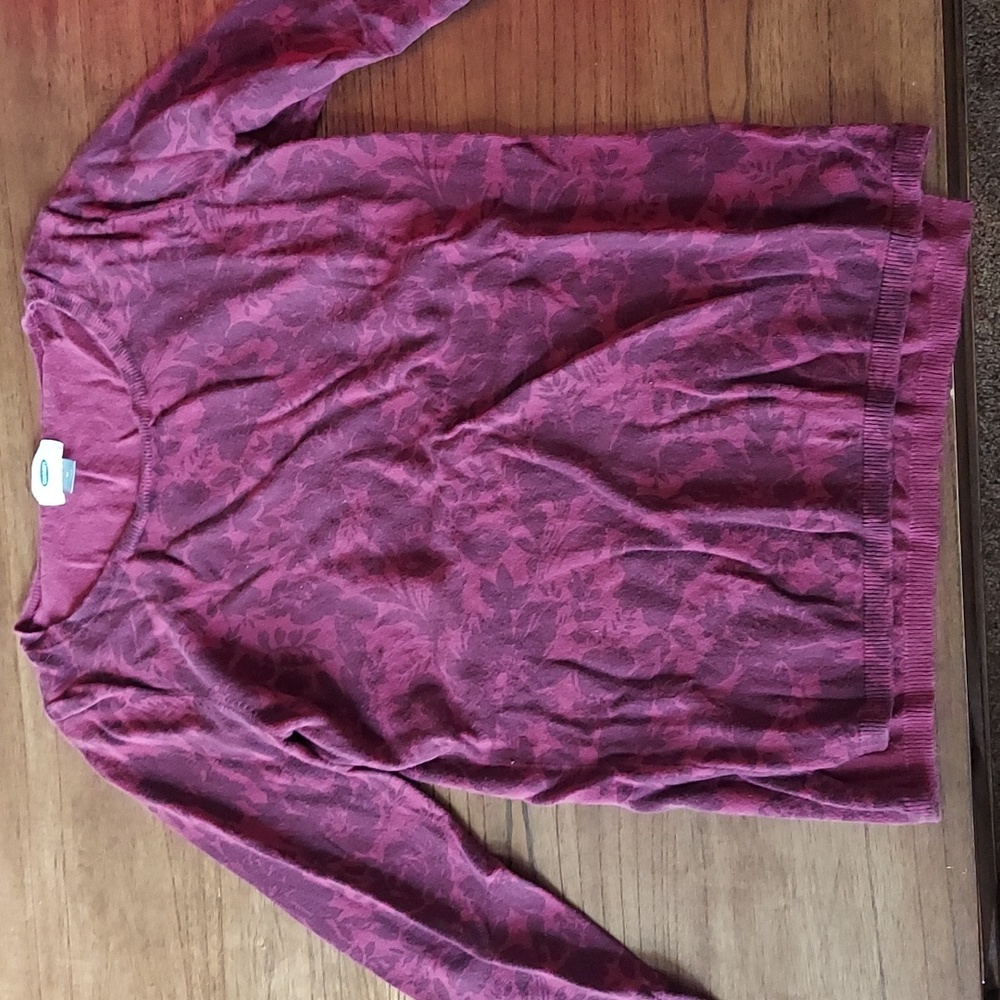 Old Navy Maroon Floral Pattern Sweater Women’s Size Medium
